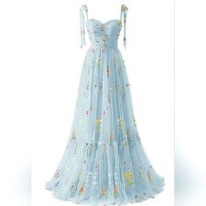 Verngo Women's Prom Dress Flower Embroidery Tulle Size 0 - New!